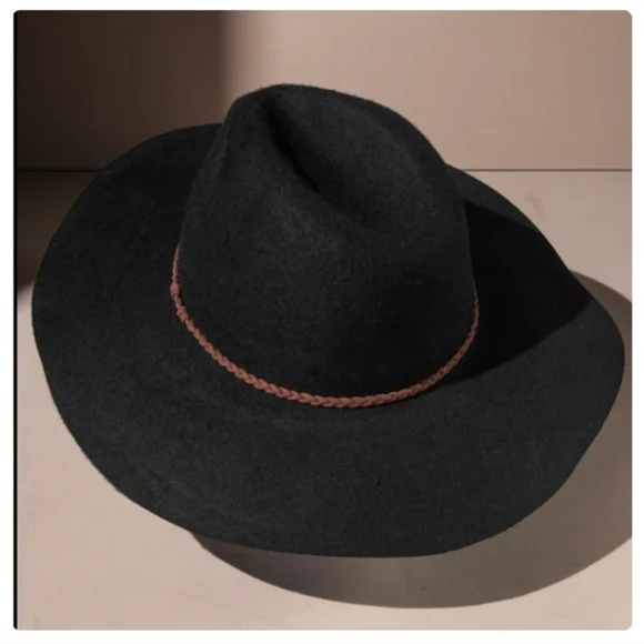 Wool Felt Wide Brim Panama Hat W/ Suede Braided Ribbon Accent✨️ - Picture 3 of 5